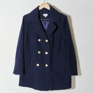 Joan Rivers Double Breasted Navy Peacoat
